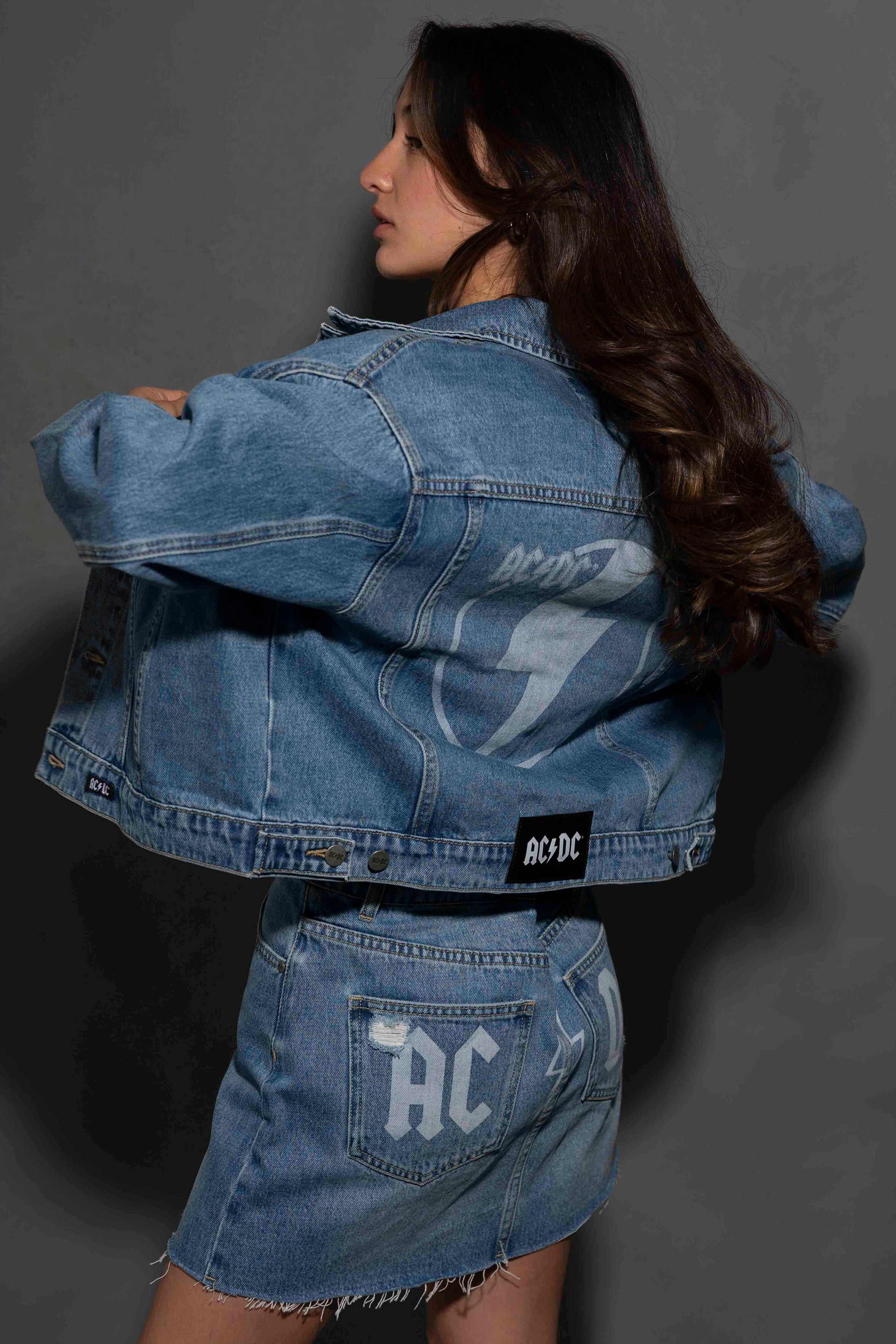 AC/DC - Lightning Bolt - Womens Indigo Denim Jacket