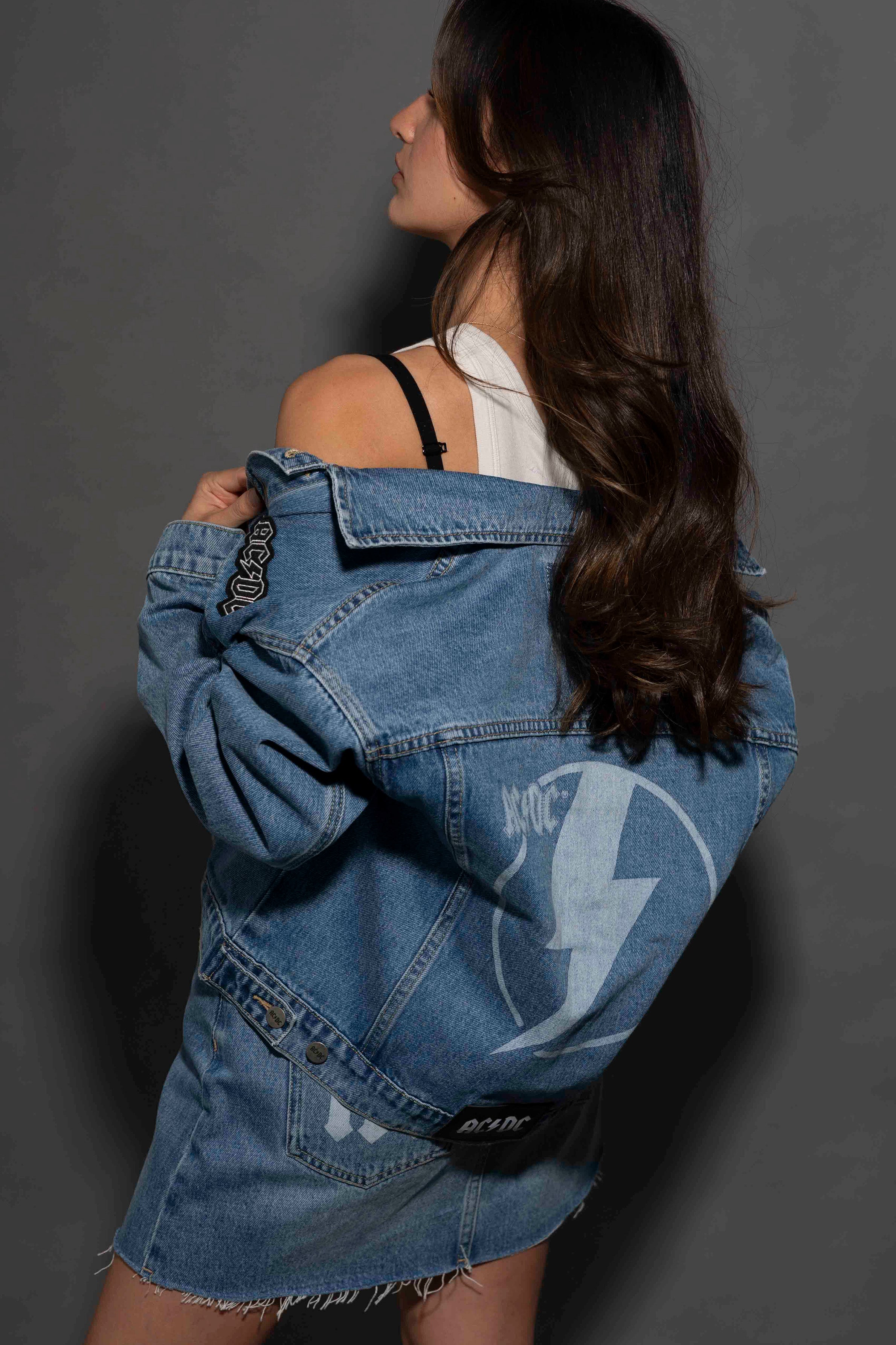 AC/DC - Lightning Bolt - Womens Indigo Denim Jacket