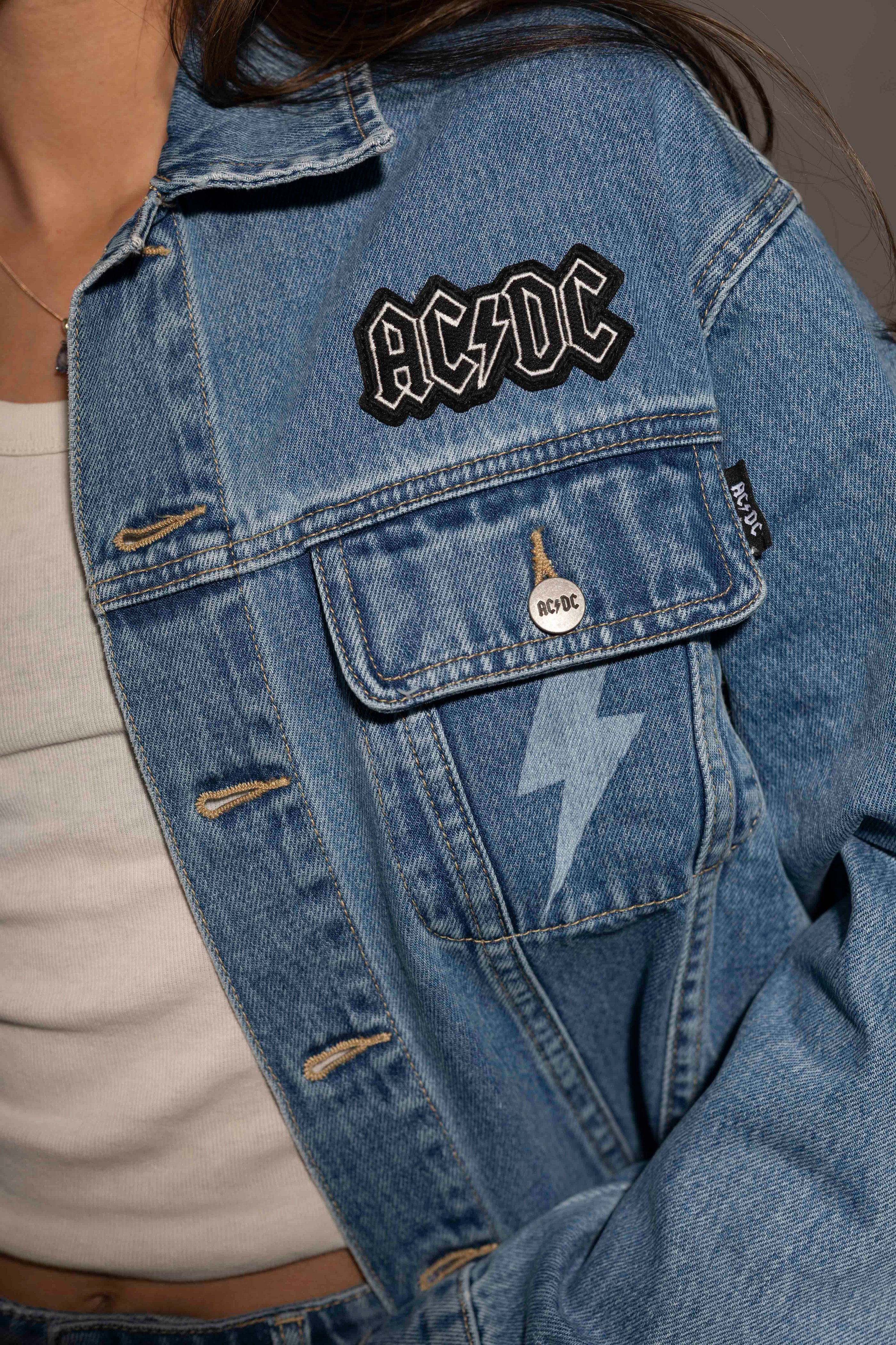 AC/DC - Lightning Bolt - Womens Indigo Denim Jacket