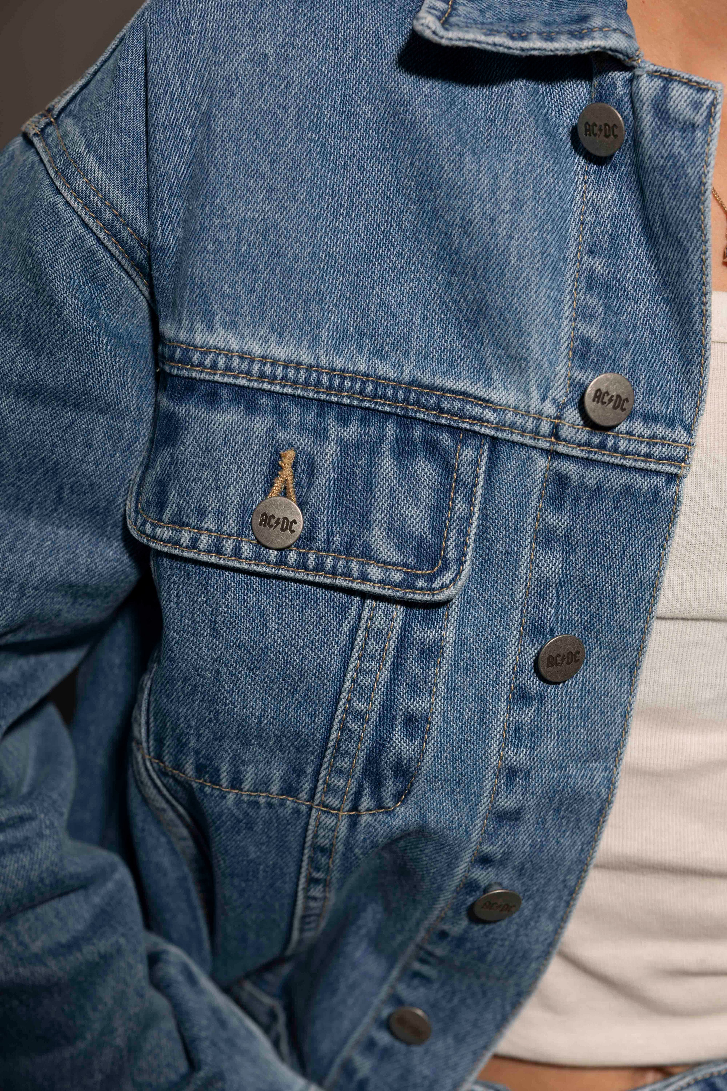 AC/DC - Lightning Bolt - Womens Indigo Denim Jacket