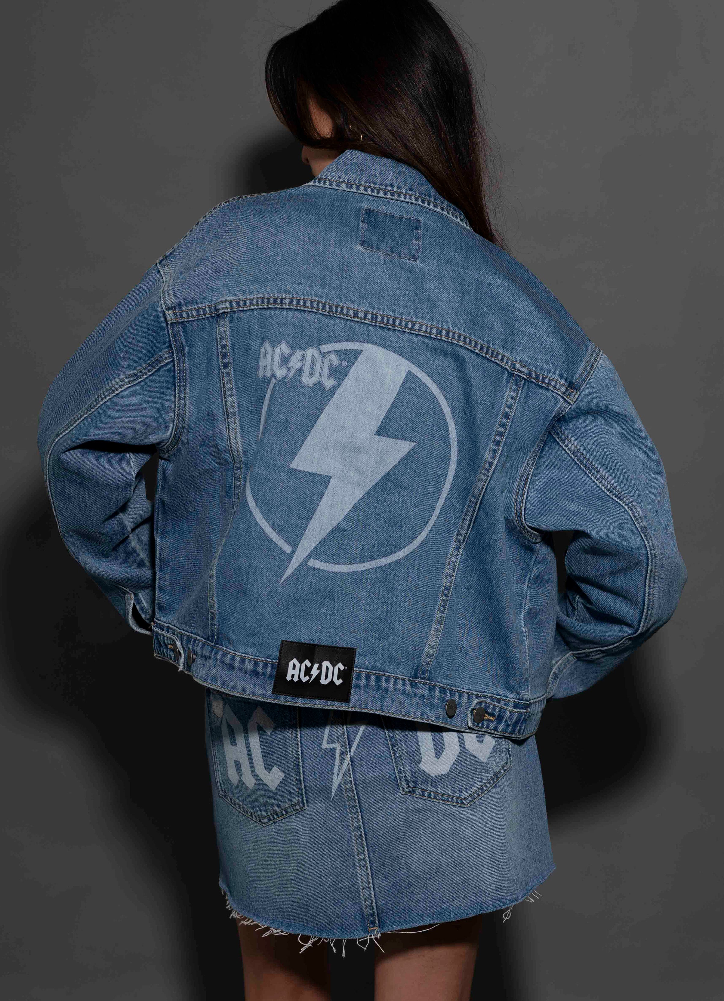 AC/DC - Lightning Bolt - Womens Indigo Denim Jacket