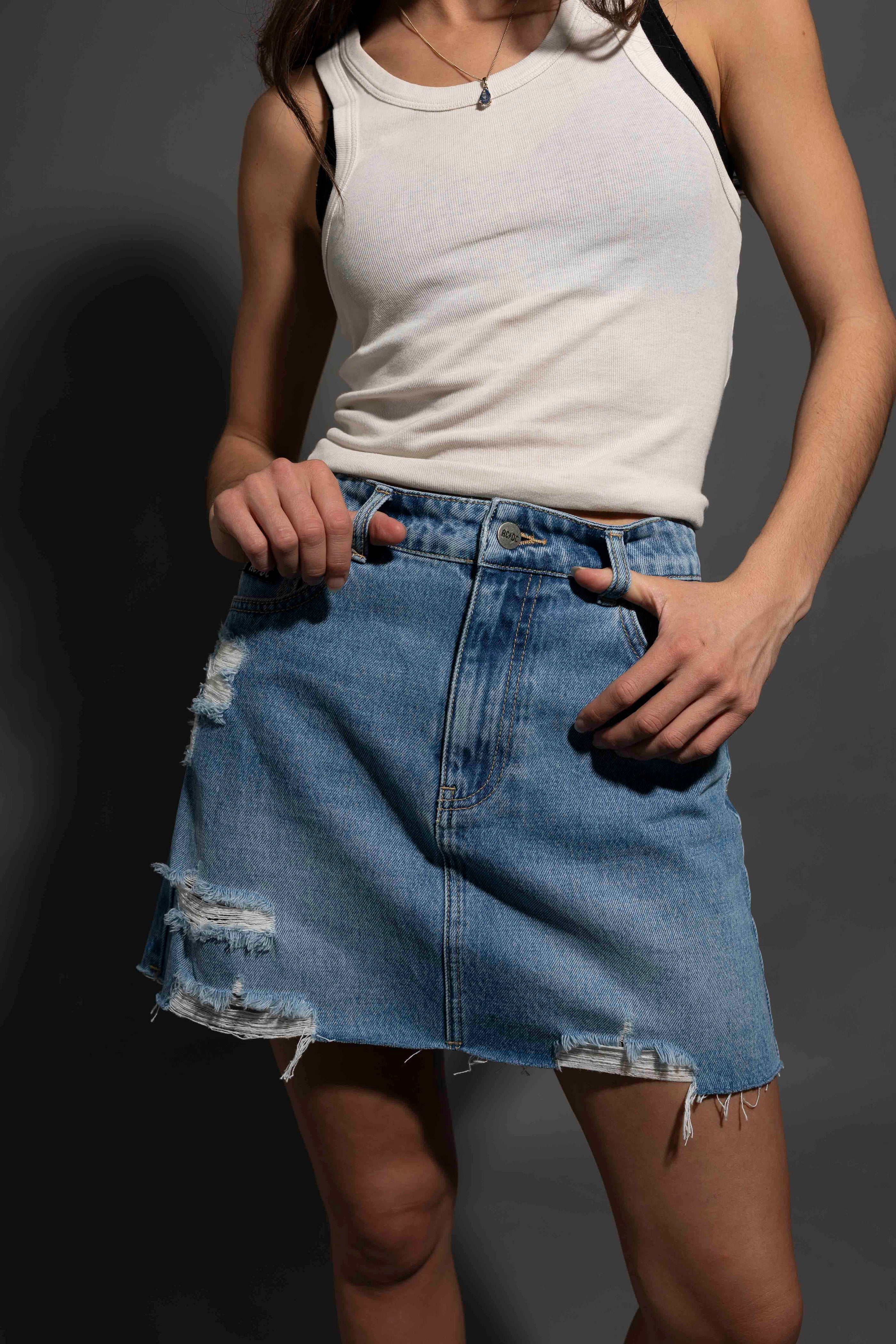 AC/DC - Womens Indigo Denim Skirt