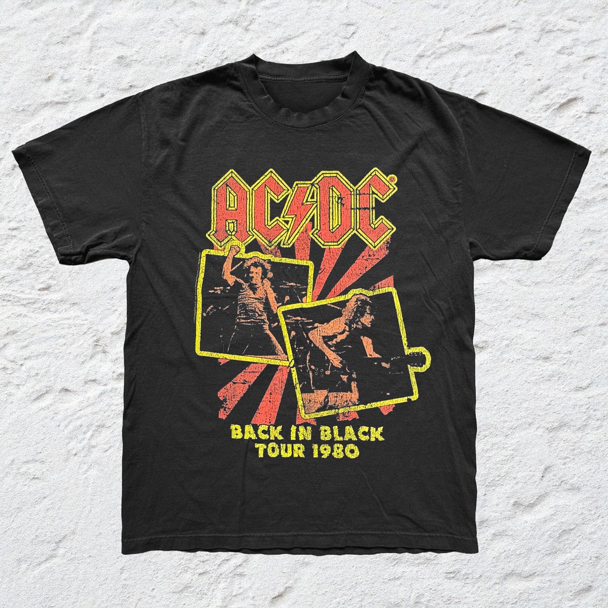 AC/DC - Angus Brian 1980 - Black Garment-dyed T-shirt