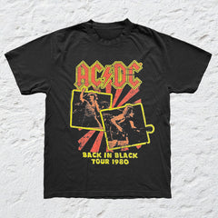 AC/DC - Angus Brian 1980 - Black Garment-dyed T-shirt