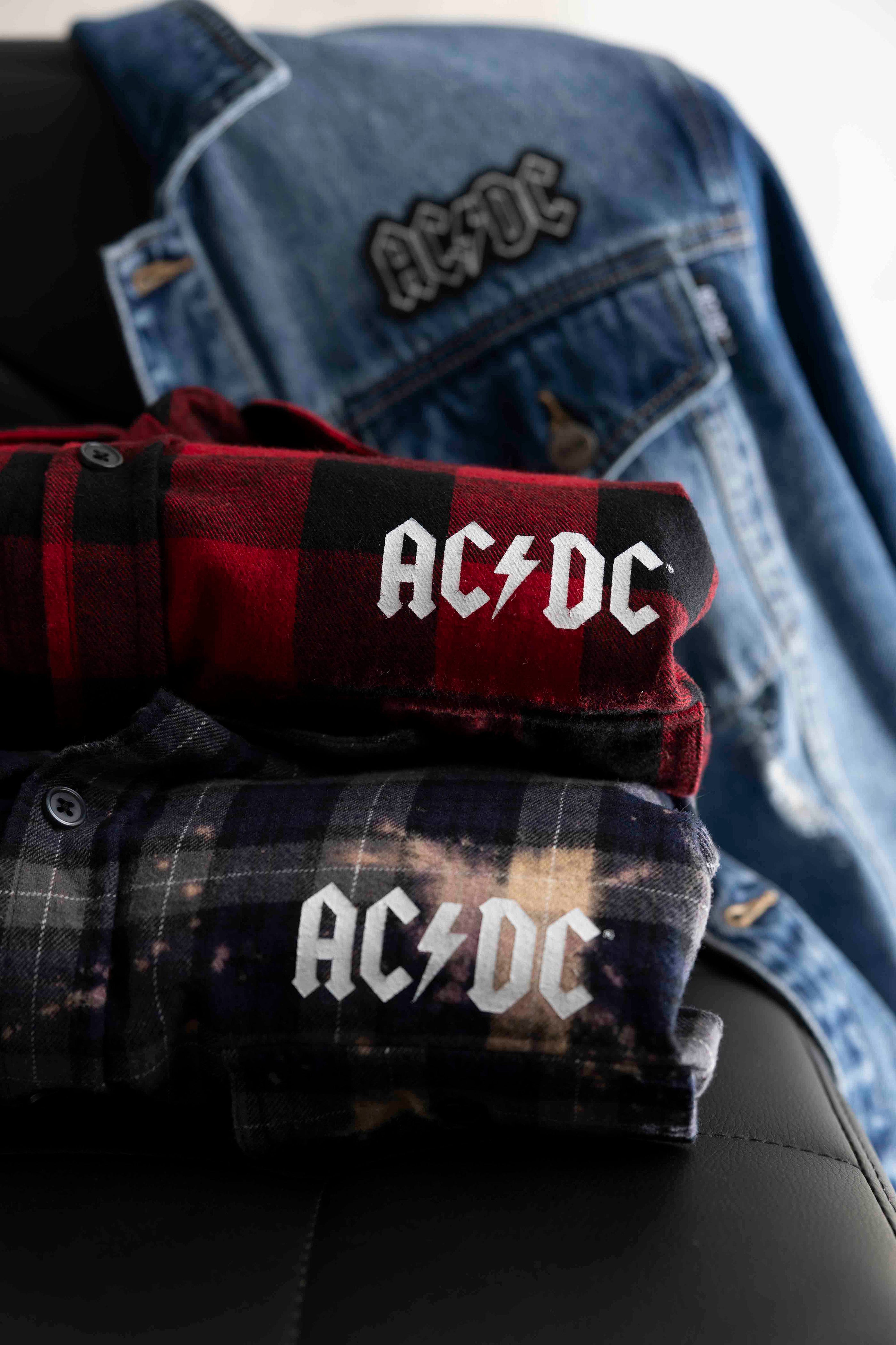 AC/DC - Est 1973 - Black/Red Longsleeve Flannel Shirt