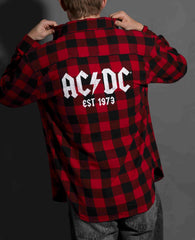 AC/DC - Est 1973 - Black/Red Longsleeve Flannel Shirt