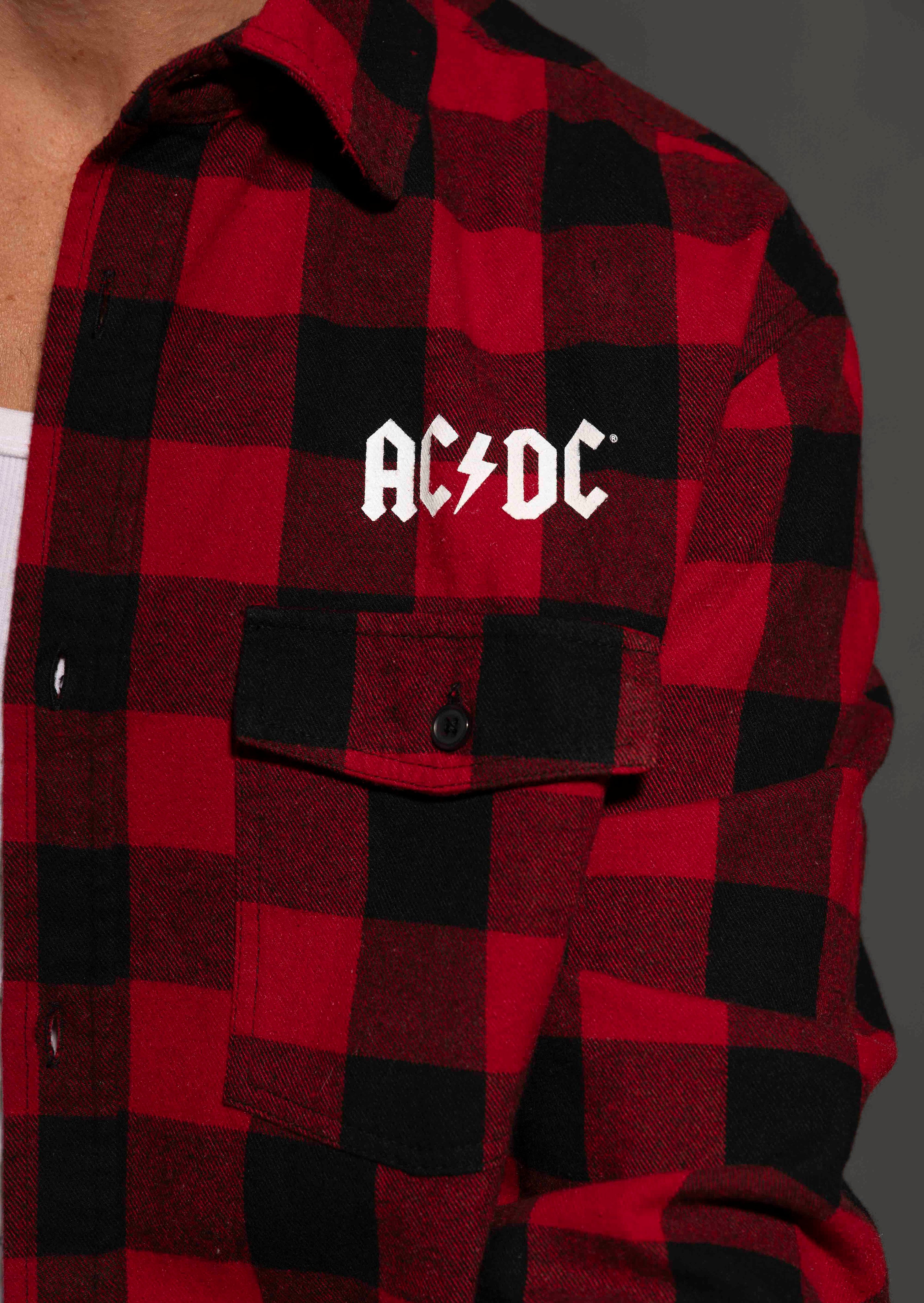 AC/DC - Est 1973 - Black/Red Longsleeve Flannel Shirt