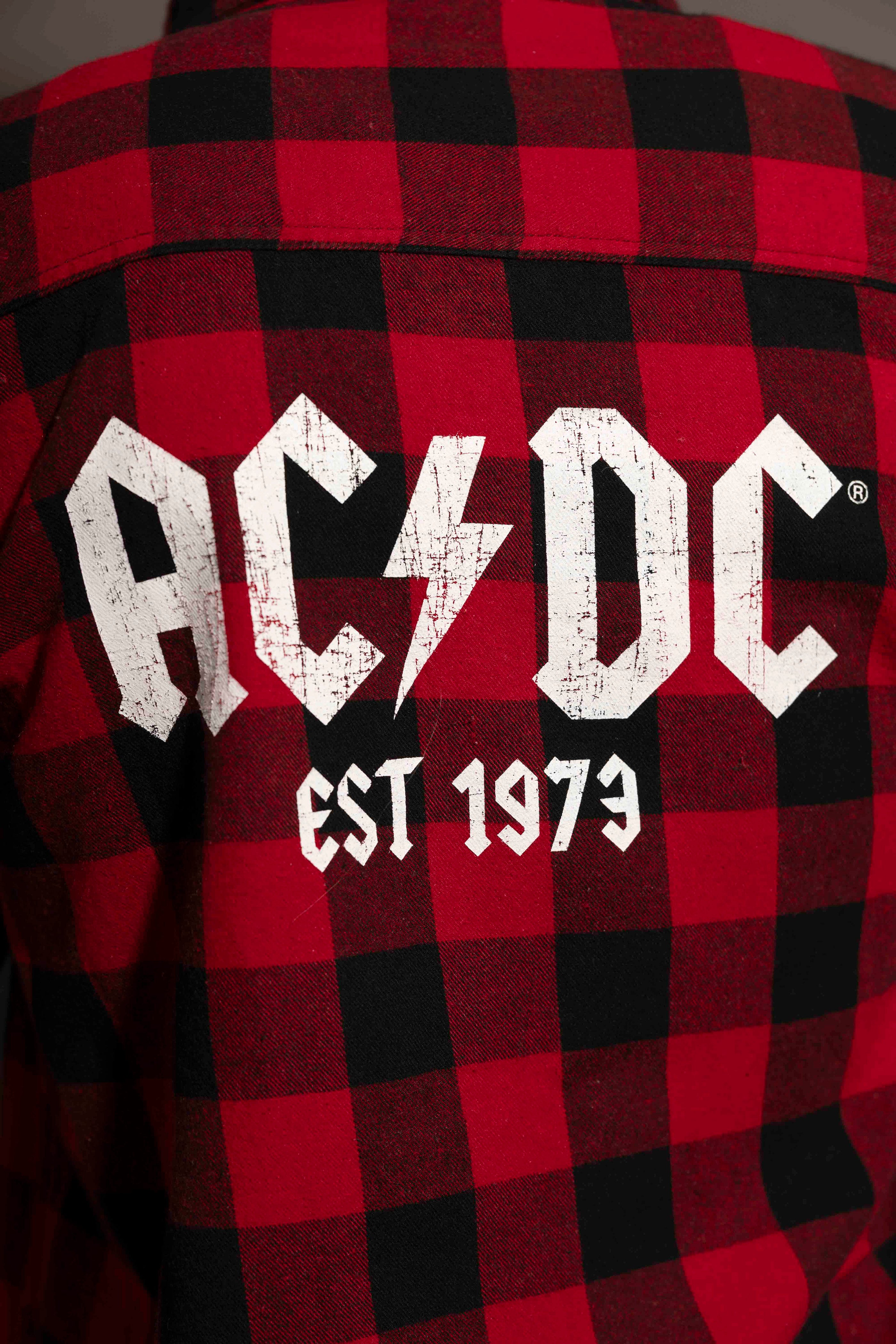AC/DC - Est 1973 - Black/Red Longsleeve Flannel Shirt