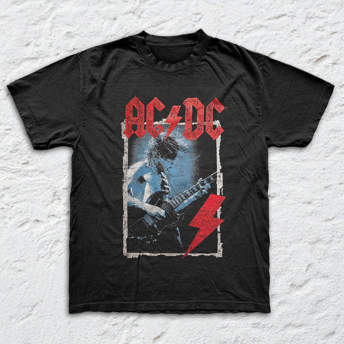 AC/DC - Framed Angus - Black Garment Dyed T-shirt