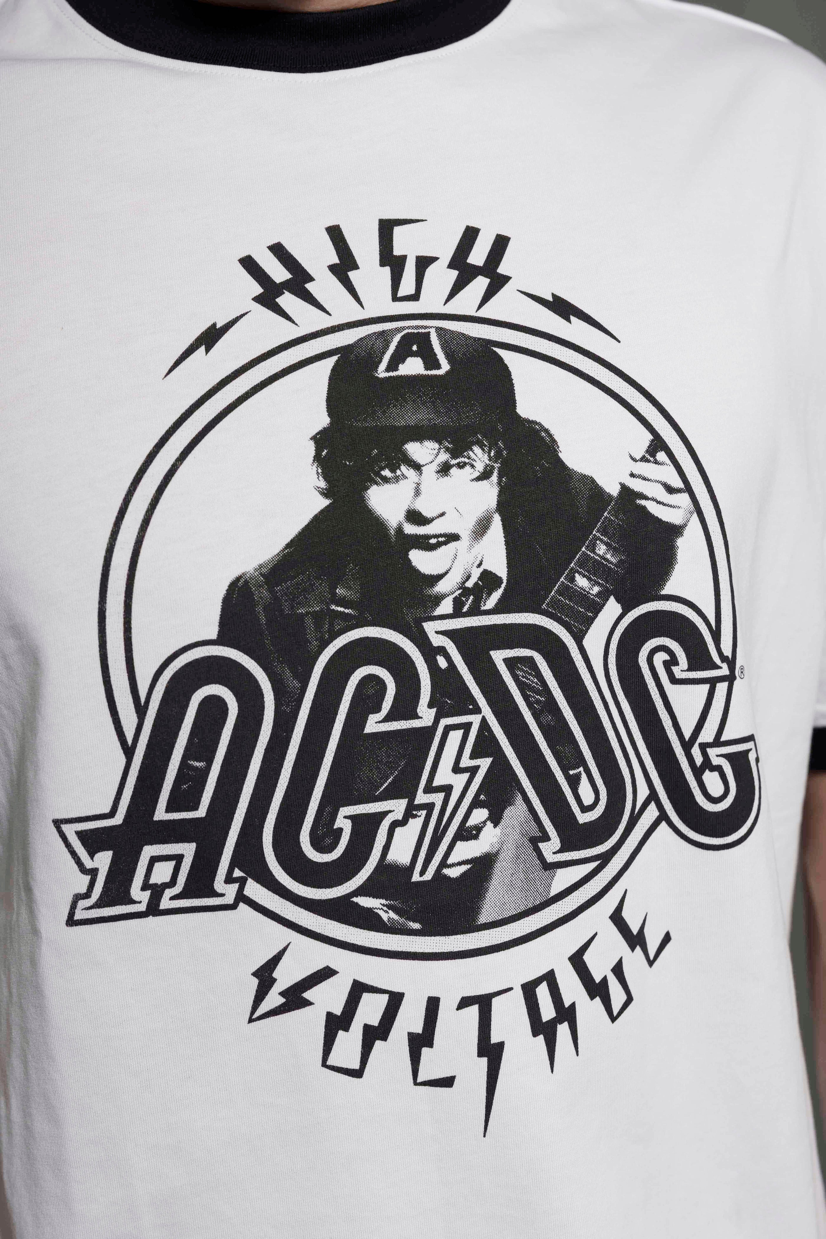 AC/DC - High Voltage - White/Black Ringer T-shirt