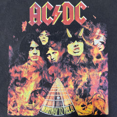AC/DC - Highway To Hell Flames - Black Garment-dyed T-shirt