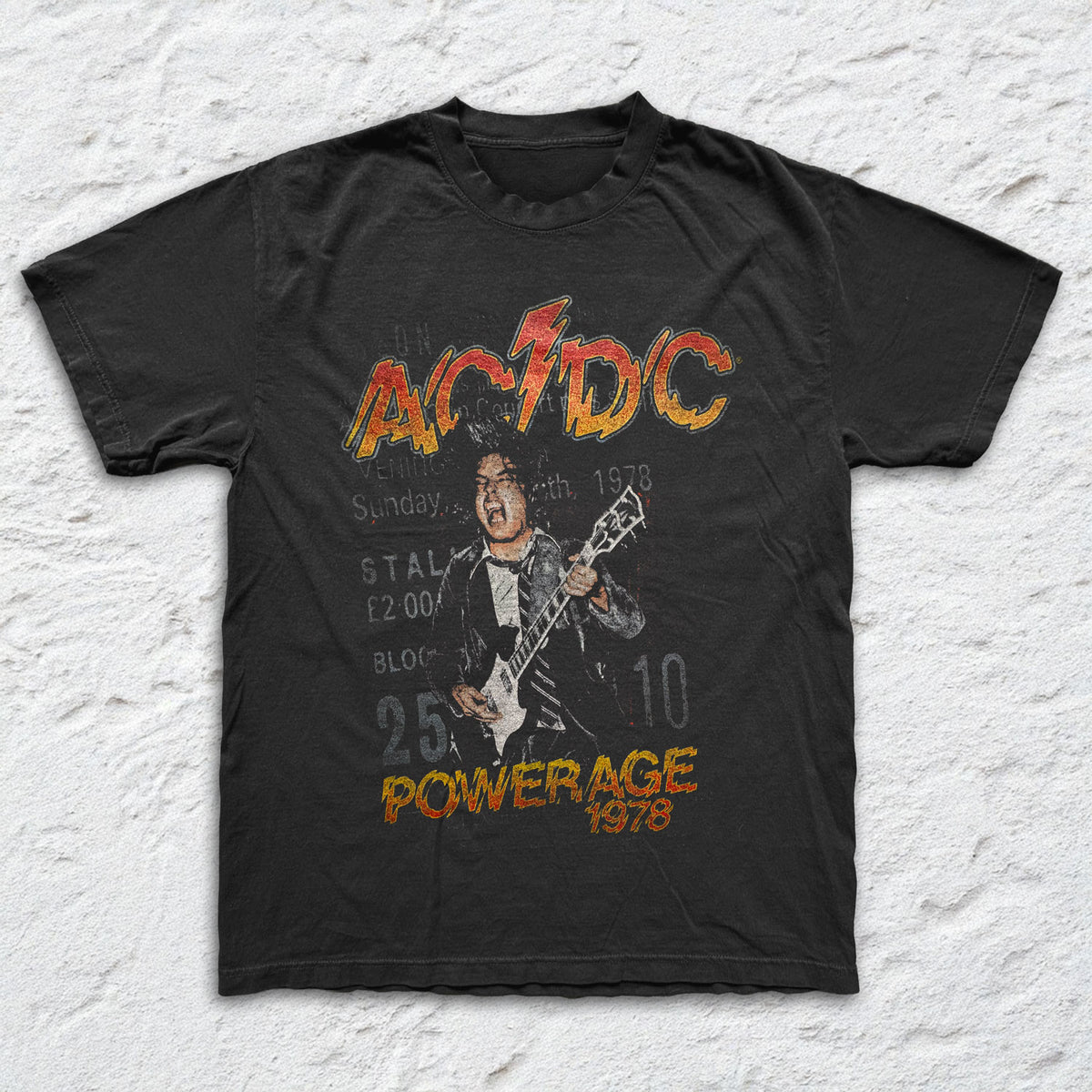 AC/DC - Powerage 78 - Black Garment-dyed T-shirt