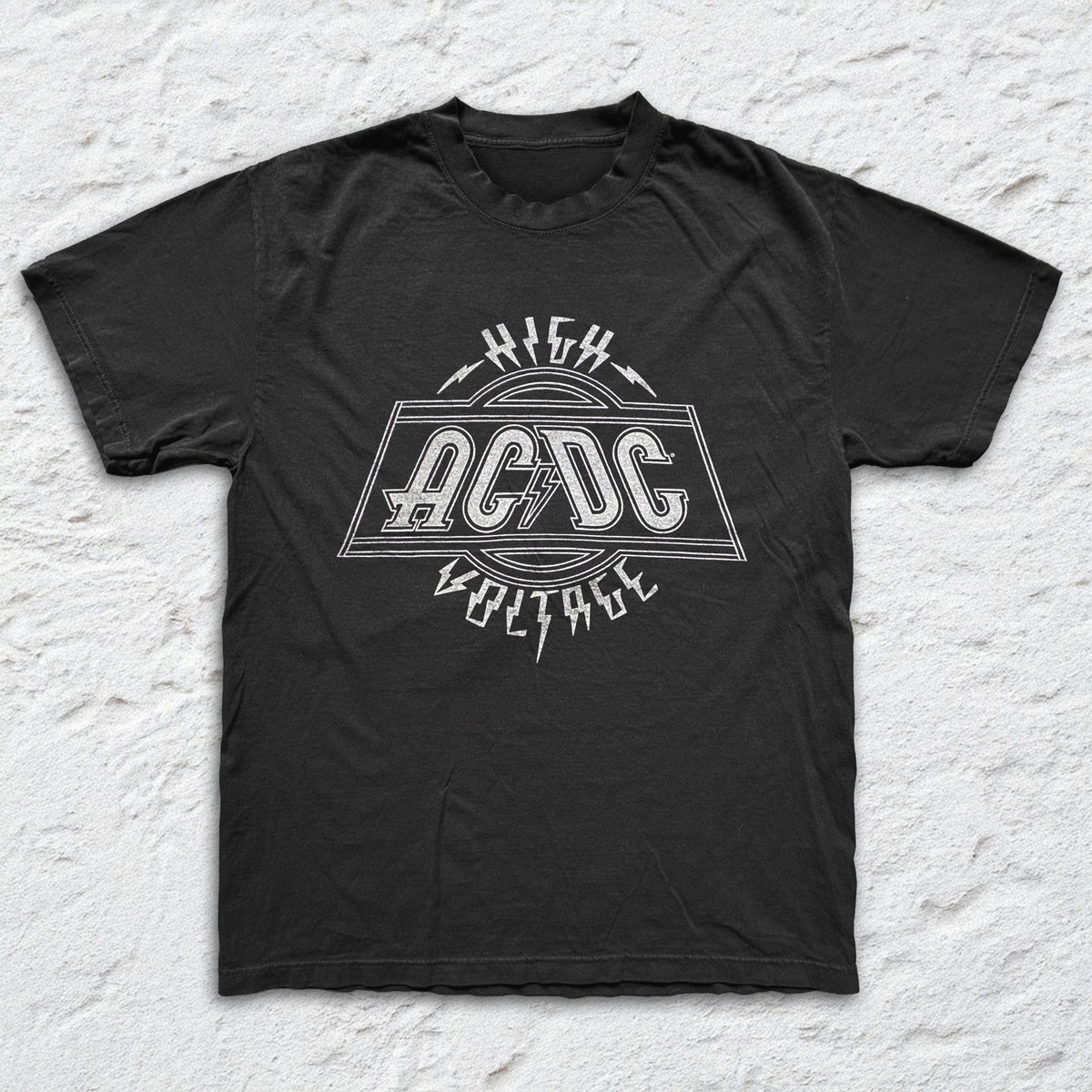 AC/DC - High Voltage - Black Garment-dyed T-shirt