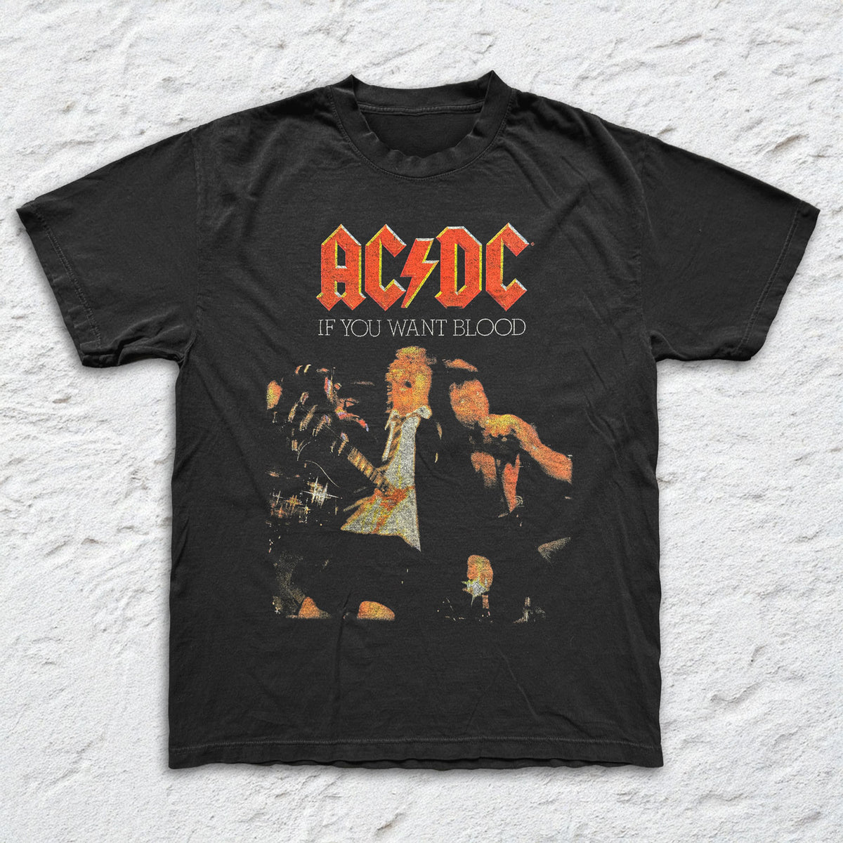 AC/DC - If You Want Blood - Black Garment-dyed T-shirt