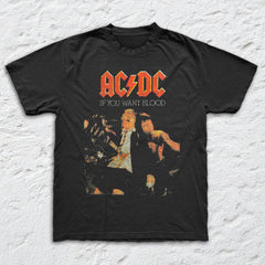 AC/DC - If You Want Blood - Black Garment-dyed T-shirt