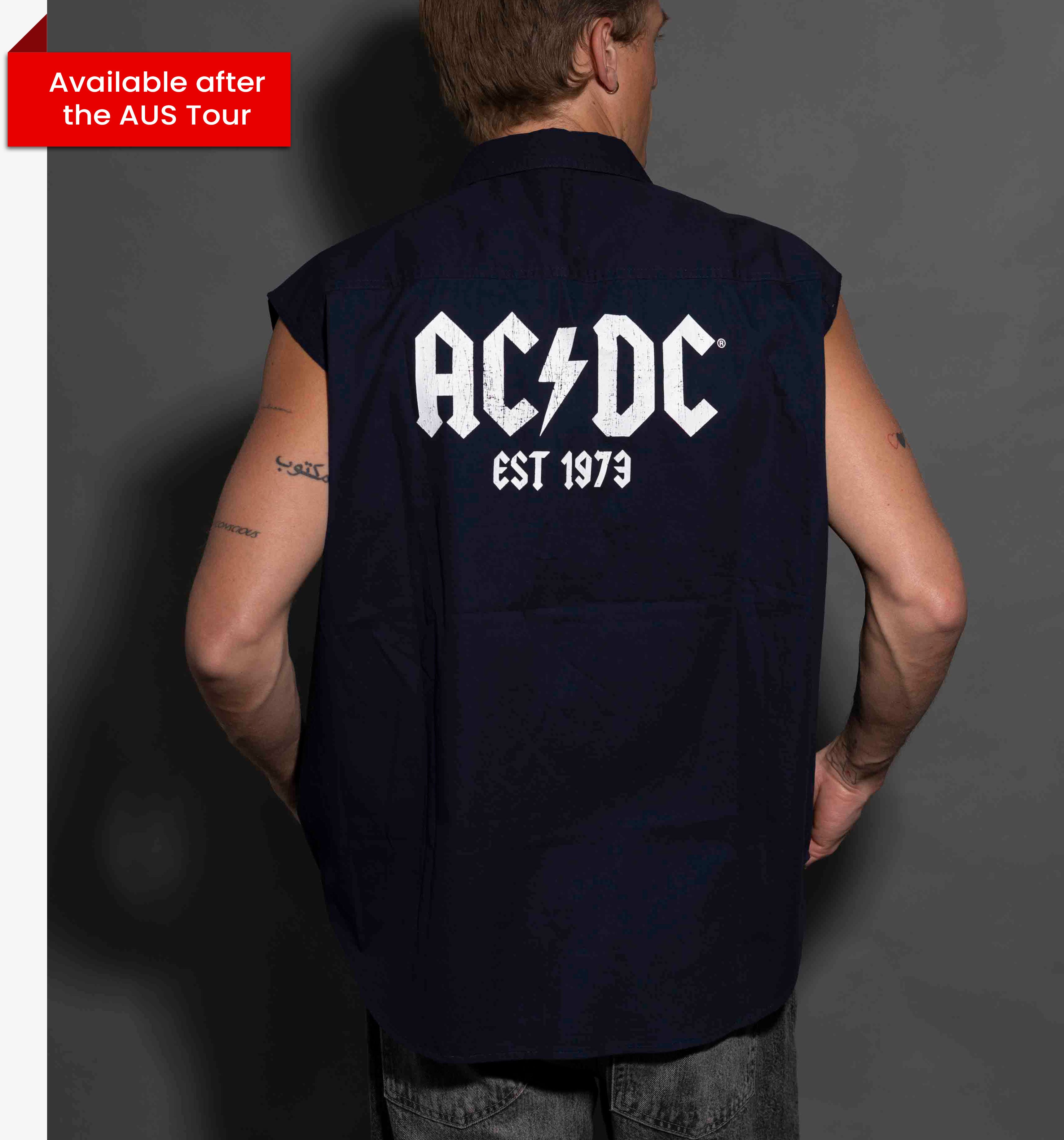 AC/DC - Est 1979 - Navy Workshirt - Cut-off Sleeves