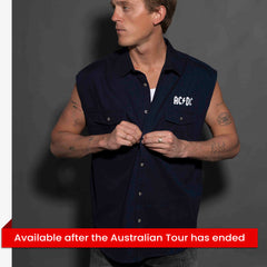 AC/DC - Est 1979 - Navy Unisex Workshirt - Cut-off Sleeves
