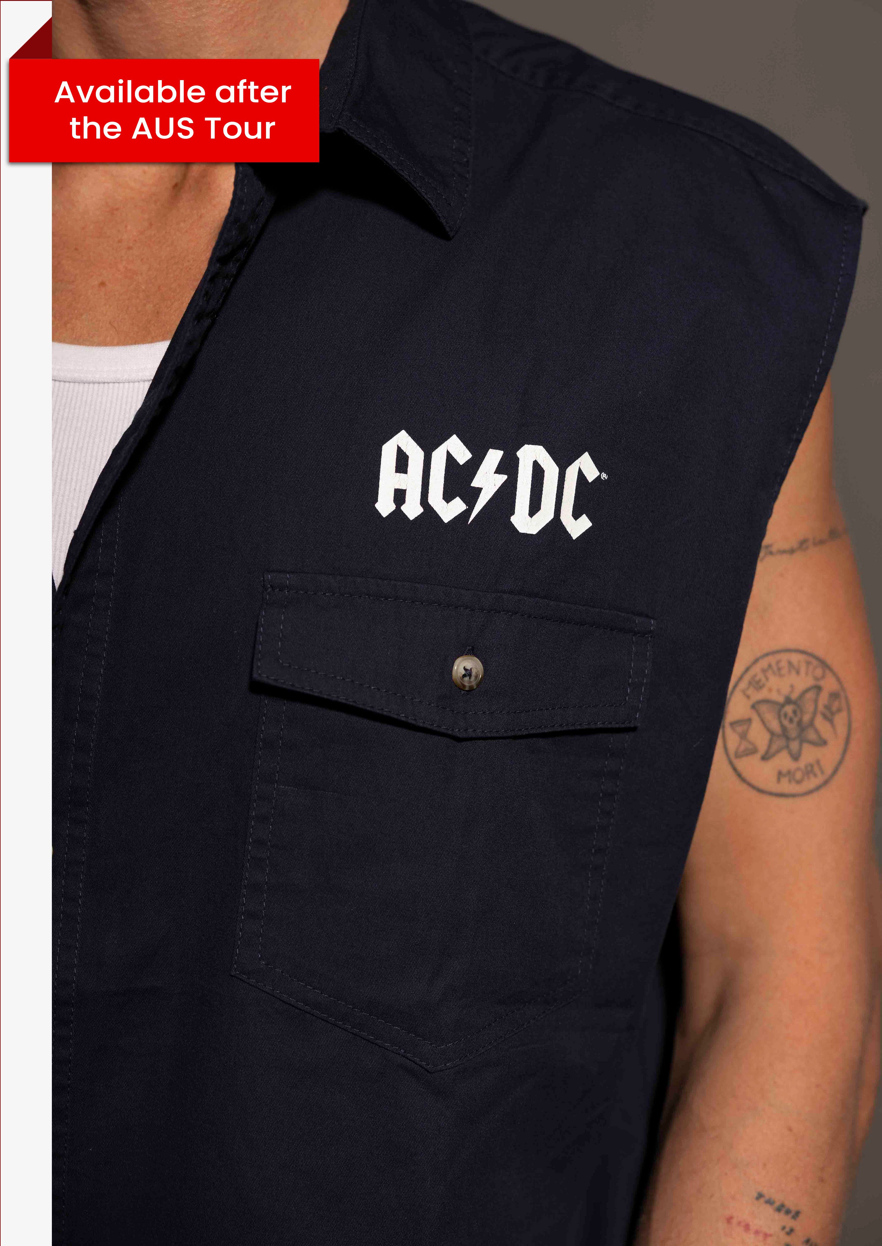 AC/DC - Est 1979 - Navy Workshirt - Cut-off Sleeves