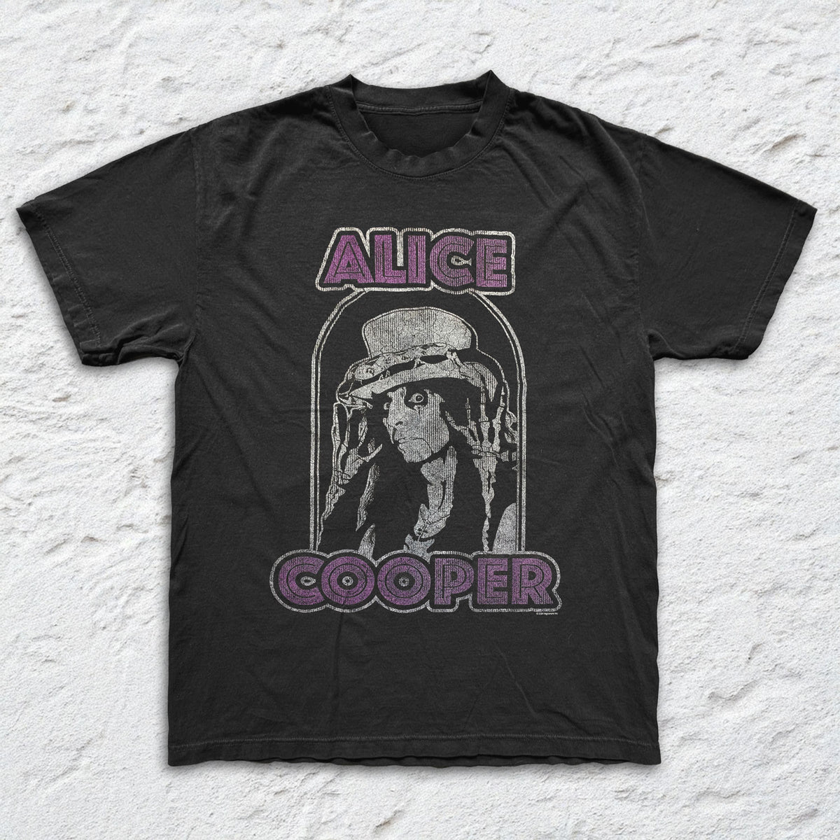 Alice Cooper - Top Hat - Black Garment-dyed T-shirt
