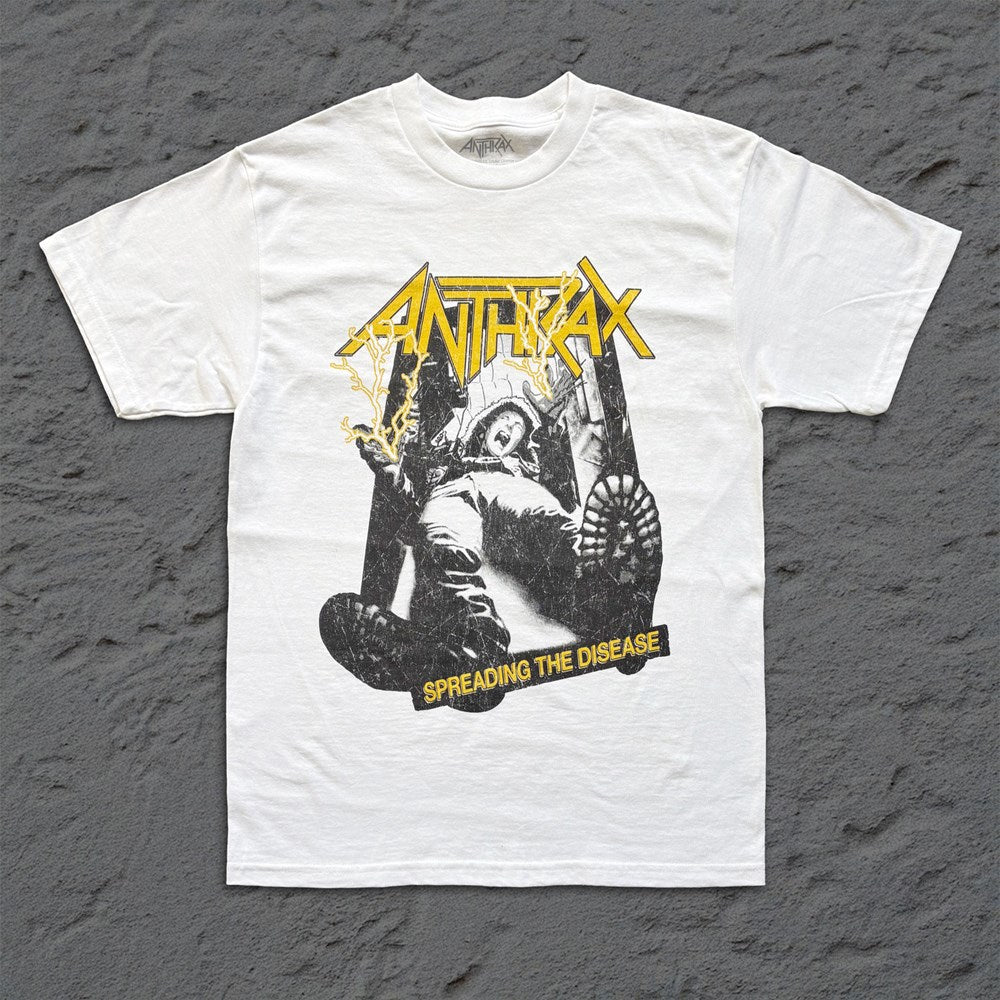 Anthrax - Spreading the Disease Distressed - White T-shirt