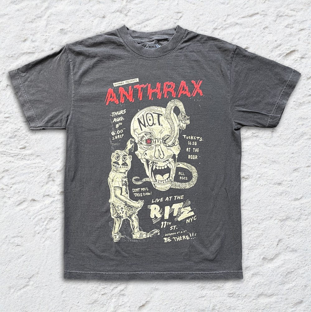 Anthrax - Vintage Flyer - Faded Black T-shirt