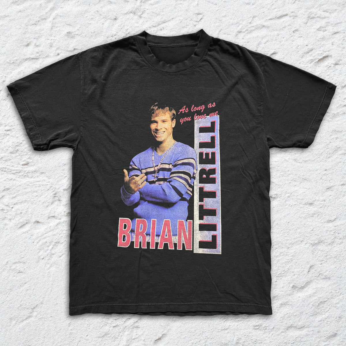 Backstreet Boys - Brian Littrell - Black Garment-dyed T-shirt