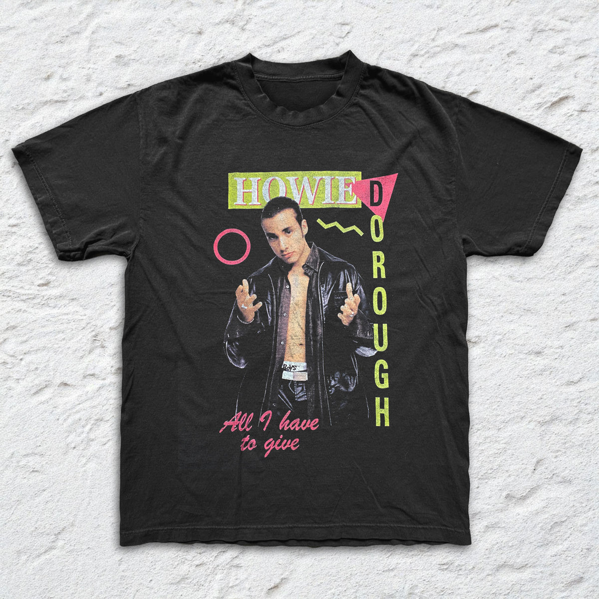 Backstreet Boys - Howie Dorough - Black Garment-dyed T-shirt