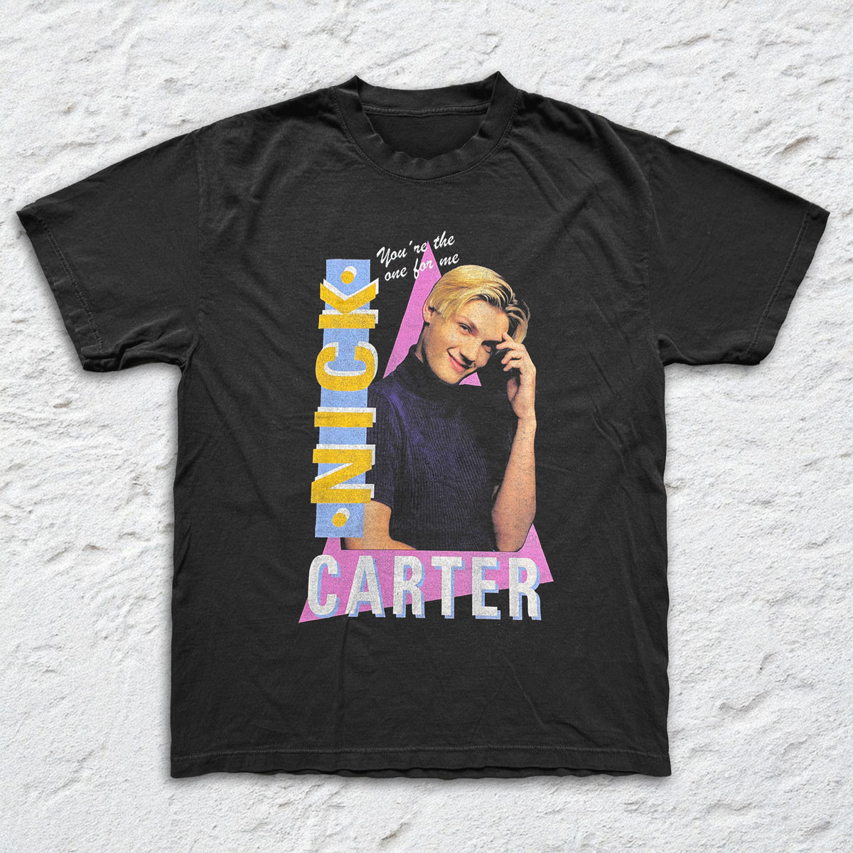 Backstreet Boys - Nick Carter - Black Garment-dyed T-shirt