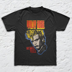 Billy Idol - Rebel Yell - Black Garment-dyed T-shirt