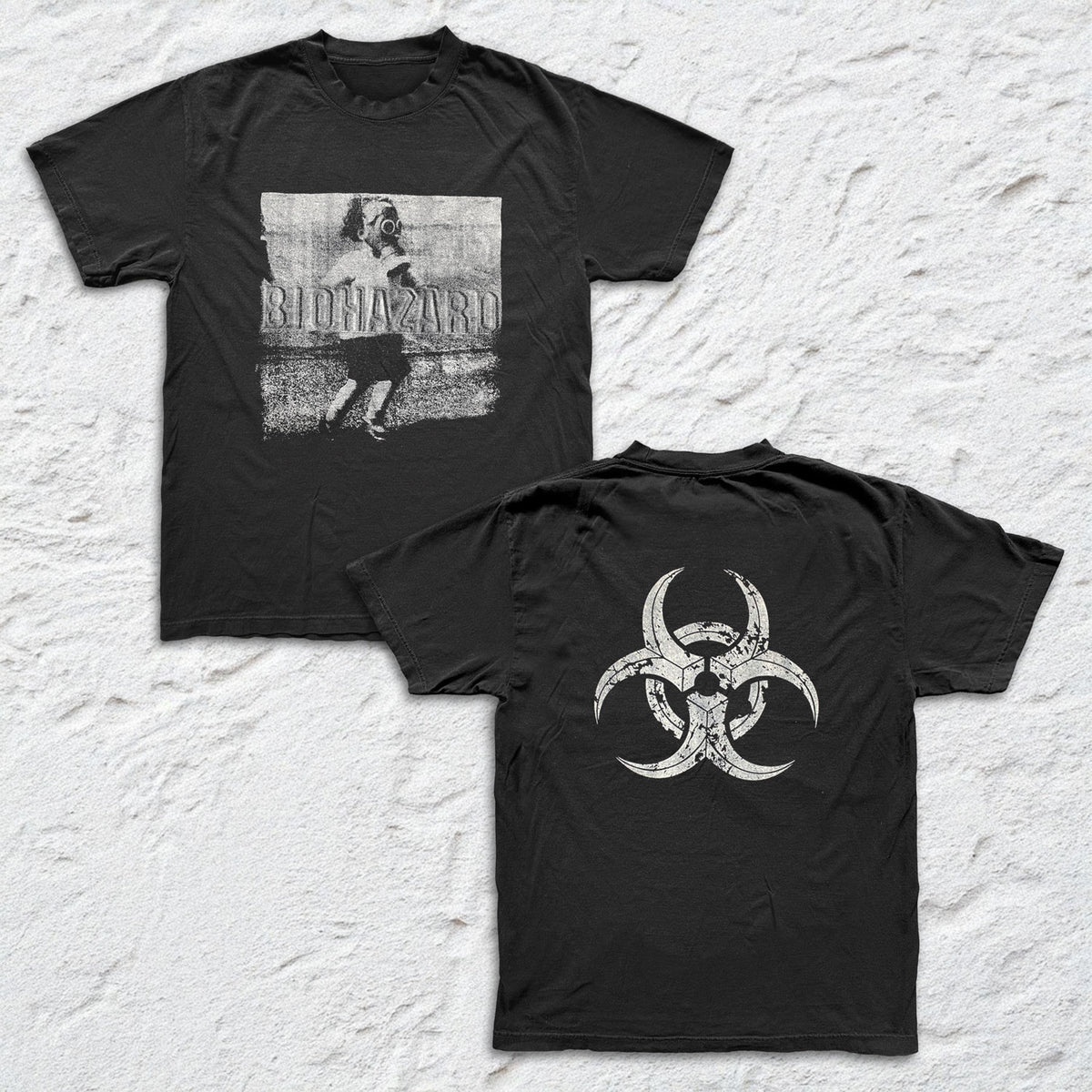 Biohazard - Gasmask - Black Garment-dyed T-shirt