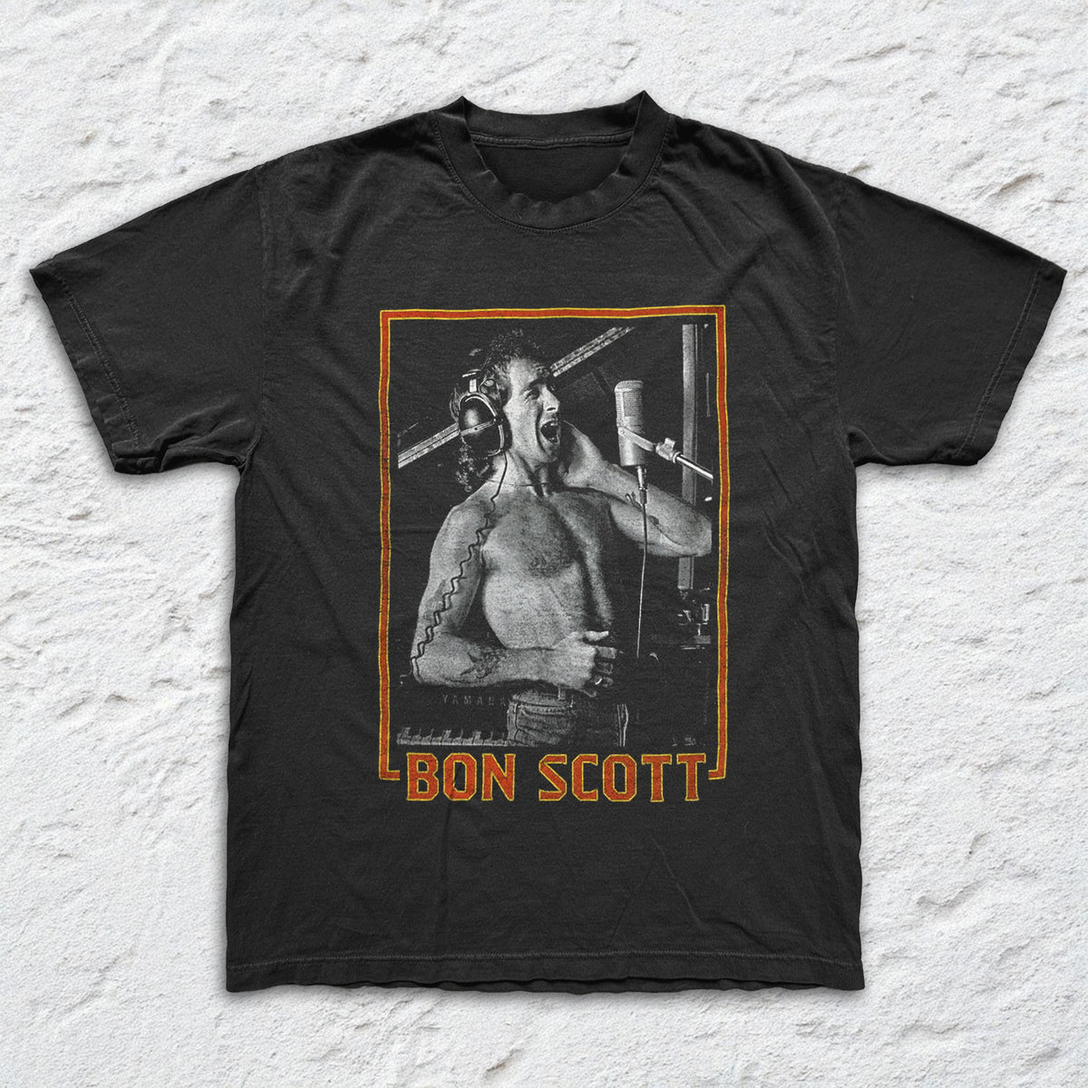 Bon Scott - Dirty Deeds 75SR - Black Garment-dyed T-shirt