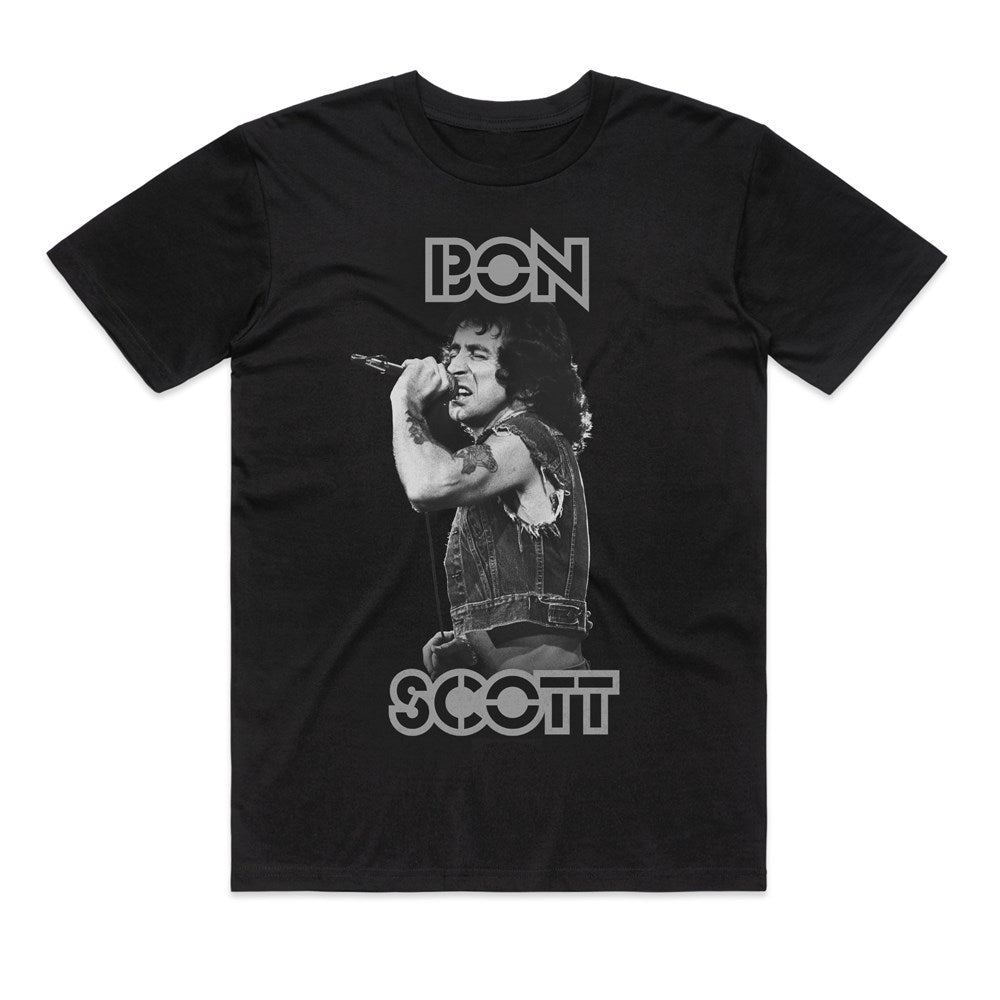 Bon Scott - Torso Singing - Black T-shirt