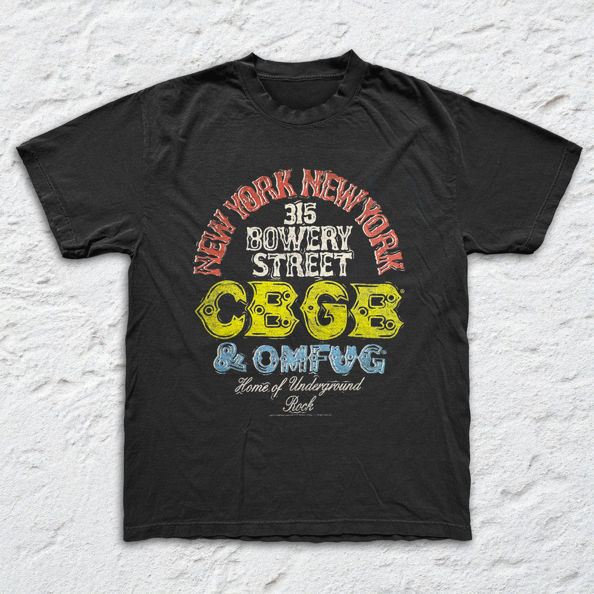 CBGB & OMFUG - 315 Bowery St NY - Black Garment-dyed T-shirt