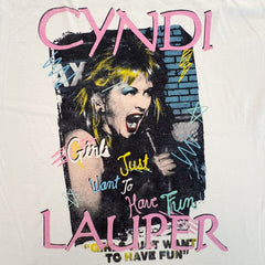 Cyndi Lauper - Girls Just Wanna Scribbles - White Vintage T-shirt