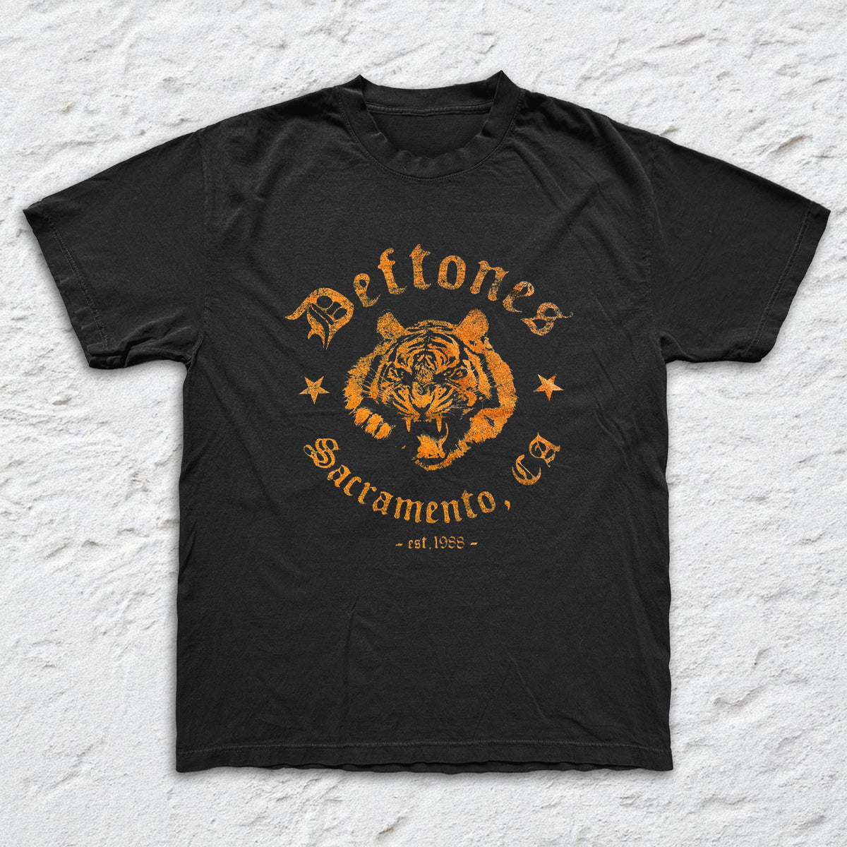Deftones - Tiger - Black Garment-dyed T-shirt