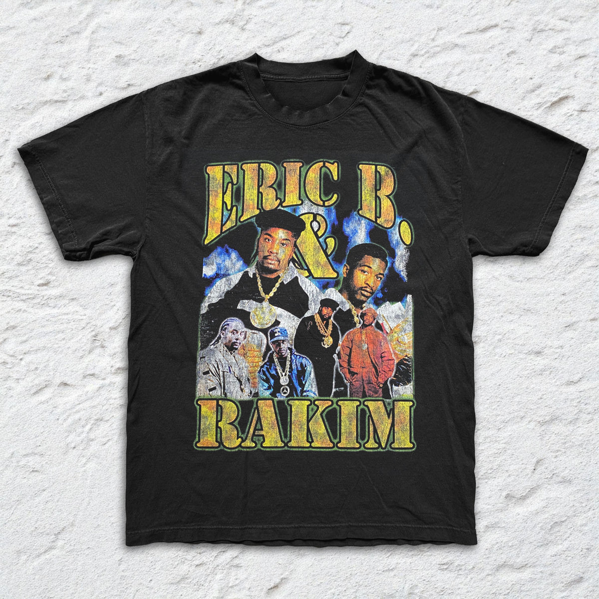 Eric B & Rakim - Bootleg - Black Garment-dyed T-shirt
