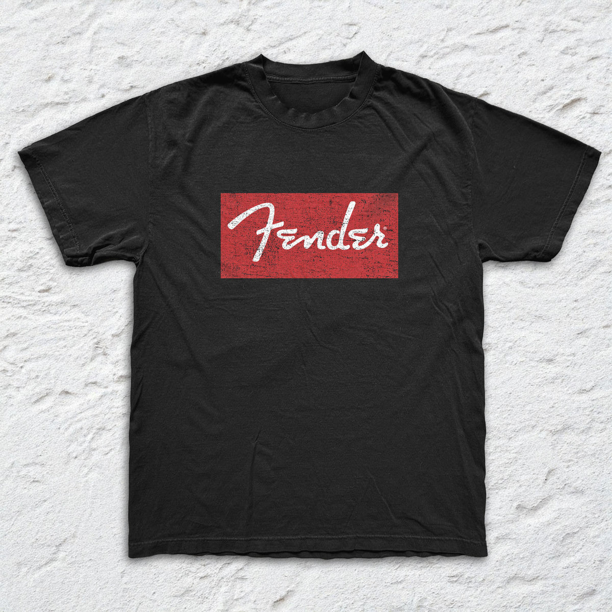 Fender - Box Logo - Black Garment-dyed T-shirt