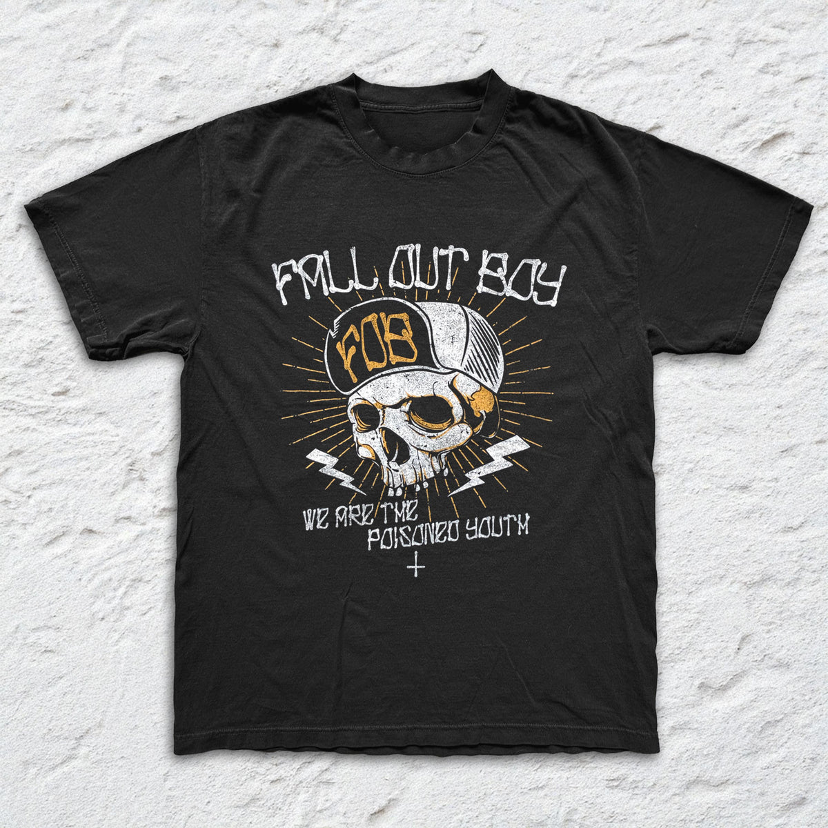 Fall Out Boy - Poisoned Youth - Black Garment-dyed T-shirt