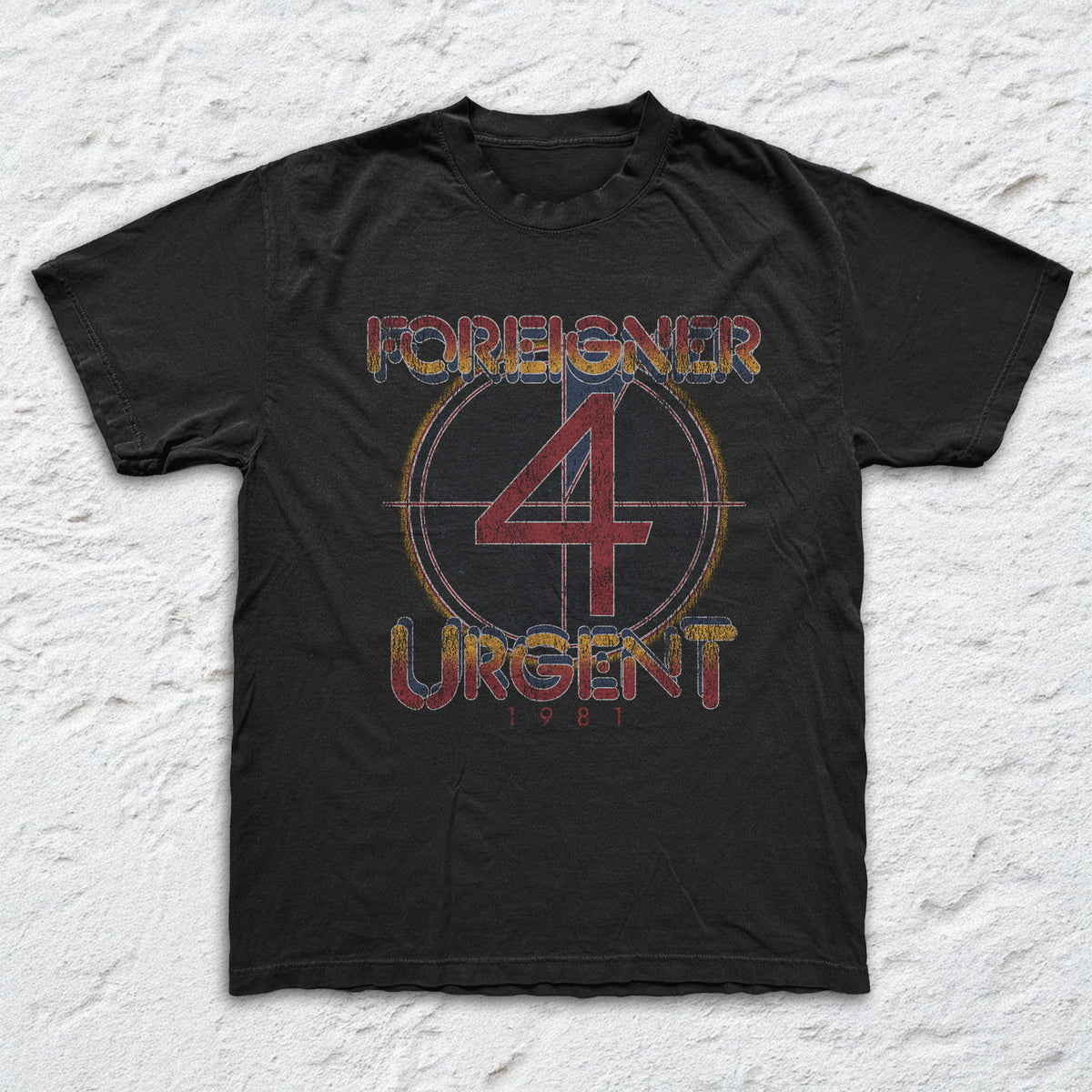 Foreigner - Urgent - Black Garment-dyed T-shirt