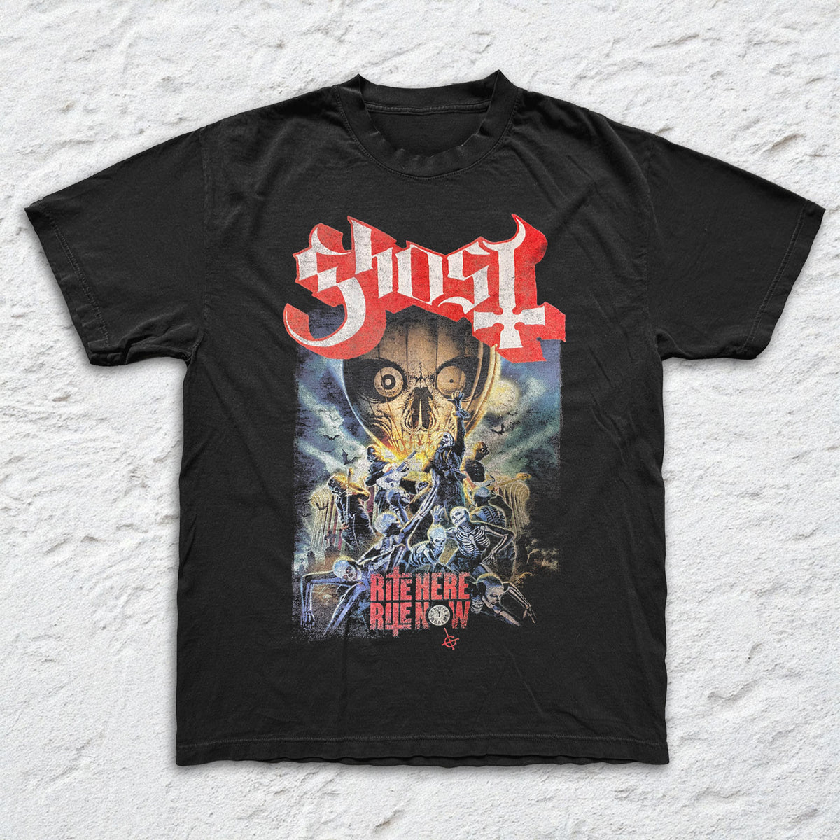 Ghost - Rite Here RIte Now Poster - Black Garment-dyed T-shirt