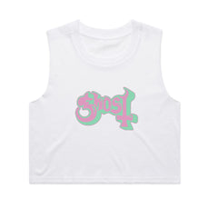 Ghost - Satanic Panic Logo - White Crop Tank