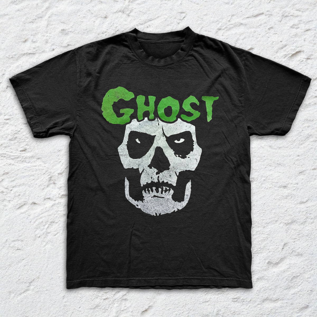 Ghost - Skull - Black Garment-dyed T-shirt