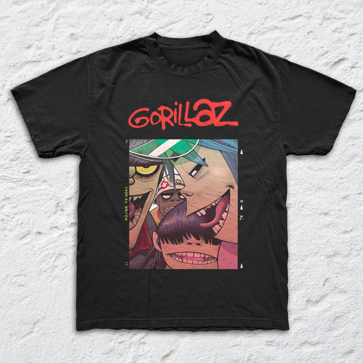 Gorillaz - Polaroid - Black Garment-dyed T-shirt