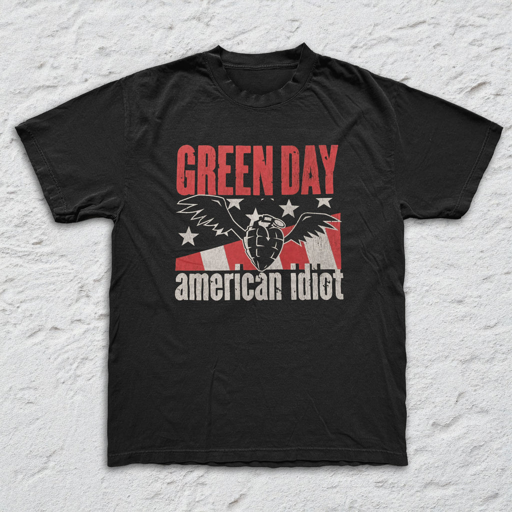 Green Day - American Idiot - Black Garment-dyed T-shirt – Official