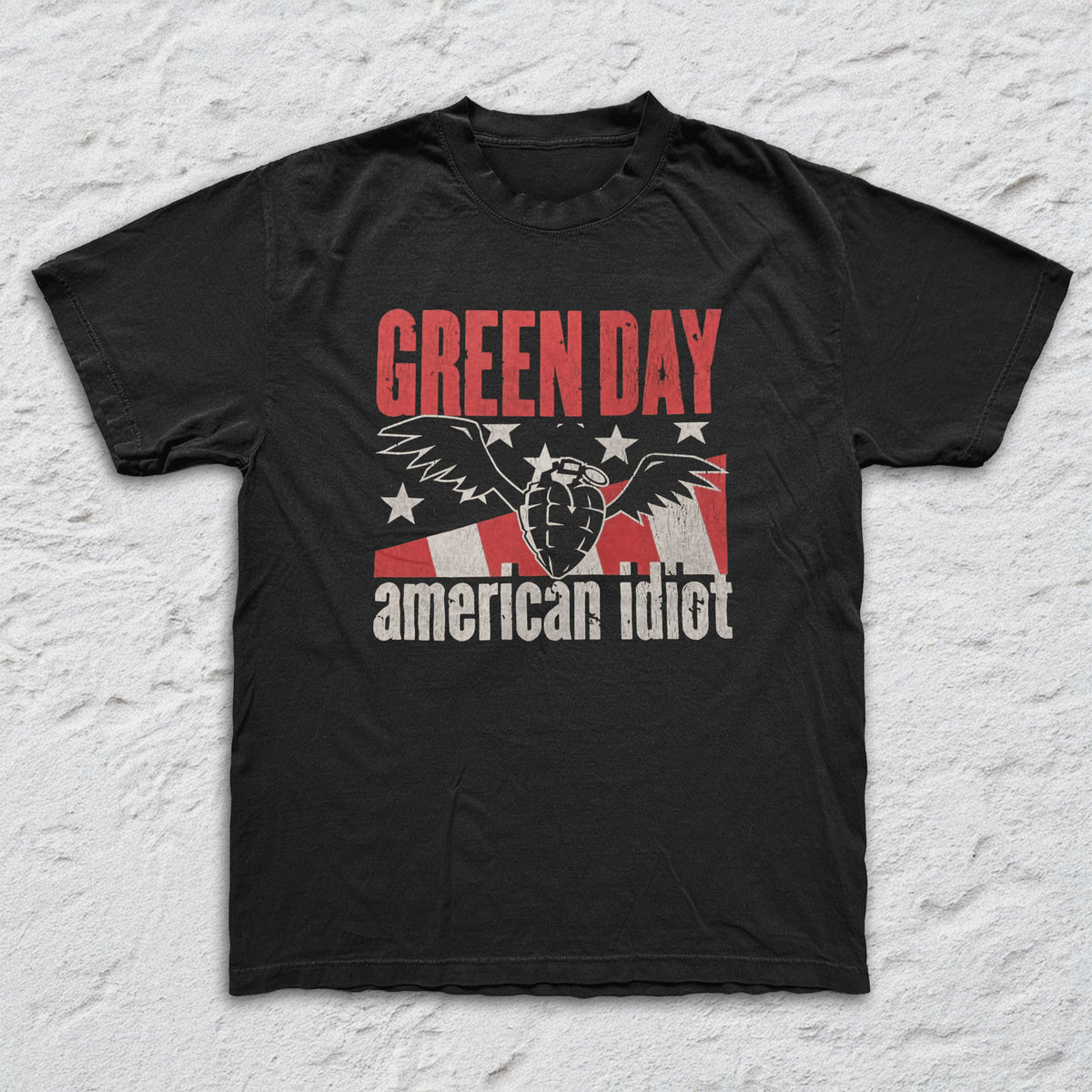 Green Day - American Idiot - Black Garment-dyed T-shirt