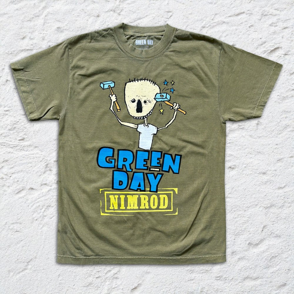 Green Day - Nimrod Tracklist - Black Garment-dyed T-shirt