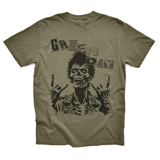 Green Day - Skeleton - Faded Army T-shirt