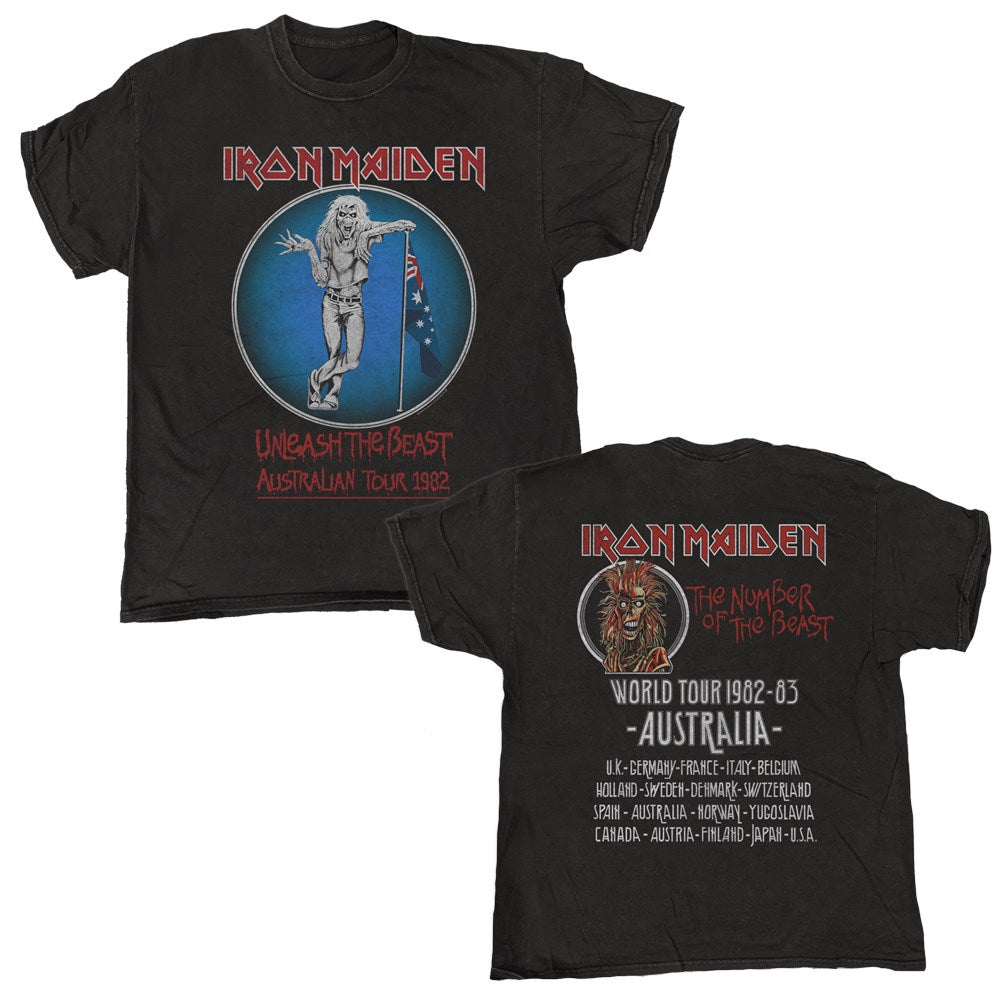 Iron Maiden - Unleash Tour - Black Garment-dyed T-shirt