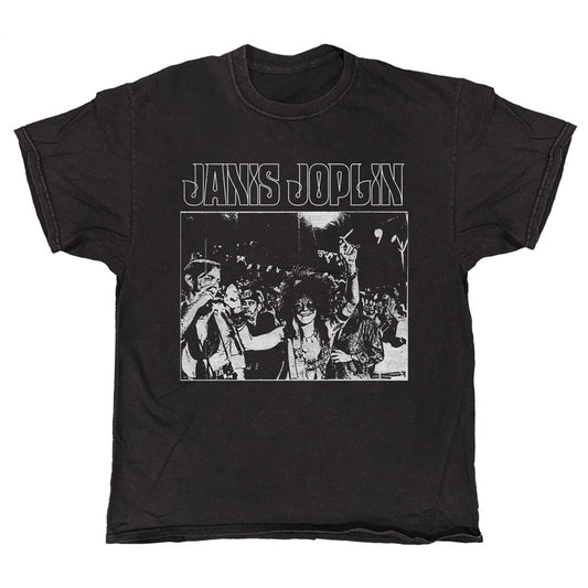 Janis Joplin - Group Photo - Black Vintage T-shirt