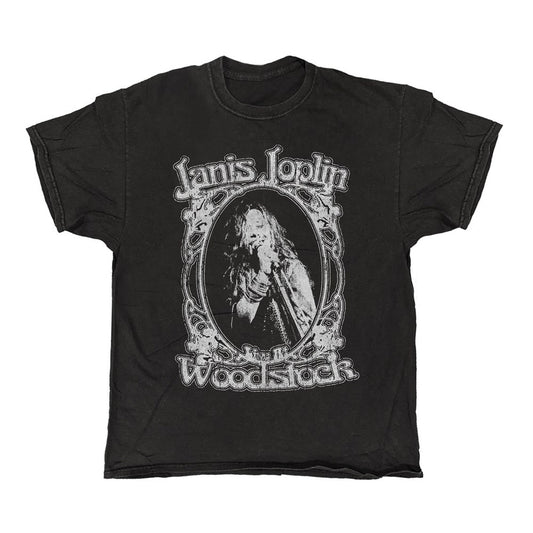 Janis Joplin - Woodstock - Vintage Wash T-shirt Black